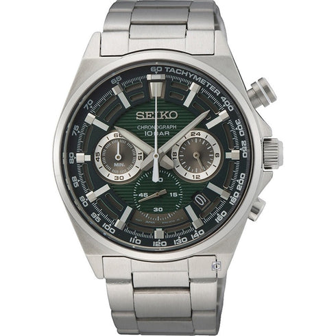 SEIKOSeiko SSB405P1 Men's Chronograph Watch, Green Dial, Stainless Steel BraceletWATCHESEcecile
