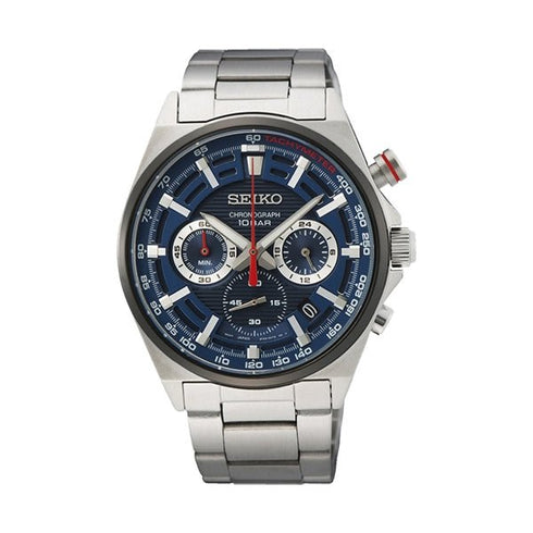 SEIKO: Seiko Chronograph SSB407P1 Quartz Men's Watch - Blue Dial, Stainless Steel BraceletWATCHESEcecile