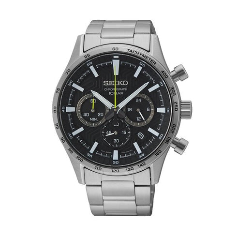 SEIKOSeiko SSB413P1 Men's Chronograph Watch, Black Dial, Stainless Steel BraceletWATCHESEcecile