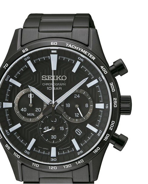 SEIKOSeiko SSB415P1 Men's Chronograph Watch, Black Dial, Black Stainless Steel BraceletWATCHESEcecile