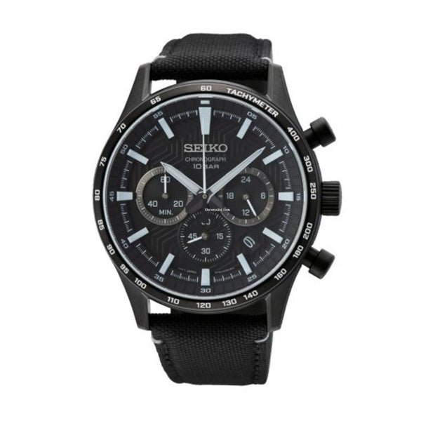 SEIKOSeiko SSB417P1 Men's Chronograph Watch, Black Dial, Black Nylon StrapWATCHESEcecile