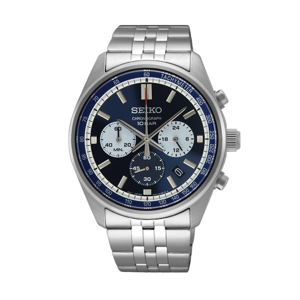SEIKOSeiko SSB427P1 Men's Quartz Chronograph Watch - Blue Dial, Stainless Steel BraceletWATCHESEcecile