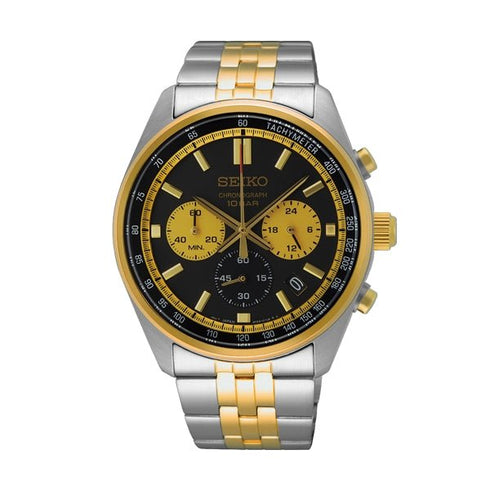 SEIKOSeiko SSB430P1 Men's Chronograph Watch, Black Dial, Two - Tone Stainless Steel BraceletWATCHESEcecile