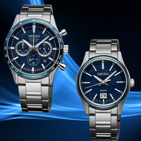 SEIKOSeiko SSB445P1 Men's Chronograph Watch, Blue Dial, Stainless Steel BraceletWATCHESEcecile