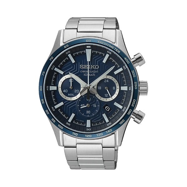 SEIKOSeiko SSB445P1 Men's Chronograph Watch, Blue Dial, Stainless Steel BraceletWATCHESEcecile