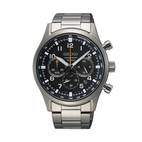 SEIKOSeiko SSB447P1 Men's Chronograph Watch, Black Dial, Stainless Steel BraceletWATCHESEcecile