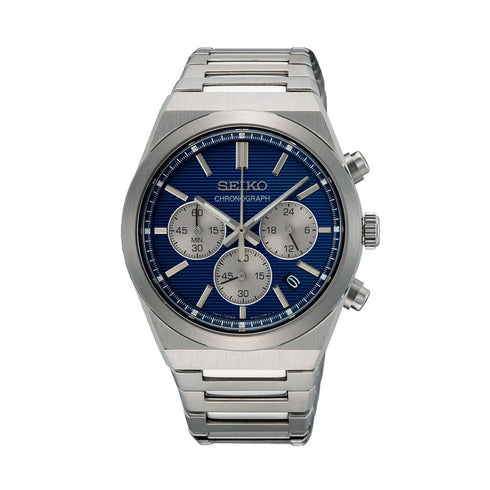 SEIKOSeiko SSB453P1 Men's Chronograph Watch, Blue Dial, Stainless Steel BraceletWATCHESEcecile
