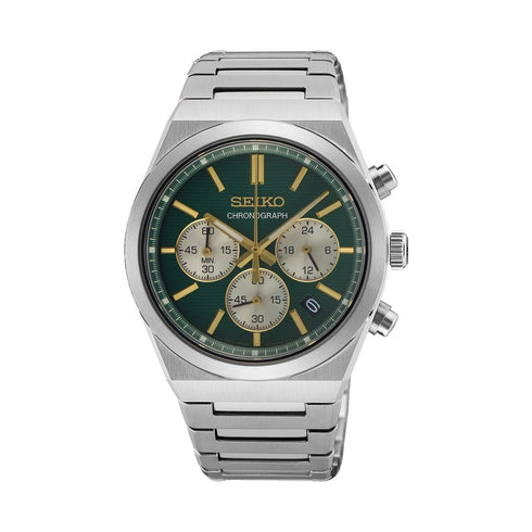 SEIKOSeiko SSB461P1 Men's Chronograph Watch – 40mm Stainless Steel, Green Dial, Sapphire CrystalWATCHESEcecile