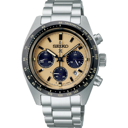 SEIKOSeiko Prospex SSC817P1 Speedtimer Solar Chronograph Men's Watch - Beige Dial, Stainless Steel BraceletWATCHESEcecile