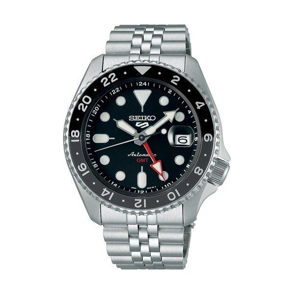 SEIKOSeiko 5 Sports SSK001K1 Automatic GMT Men's Watch - Black Dial, Steel BraceletWATCHESEcecile
