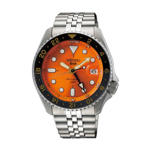 SEIKOSeiko 5 Sports GMT SSK005K1 Men's Automatic Watch - 42.5mm Stainless Steel, Orange DialWATCHESEcecile