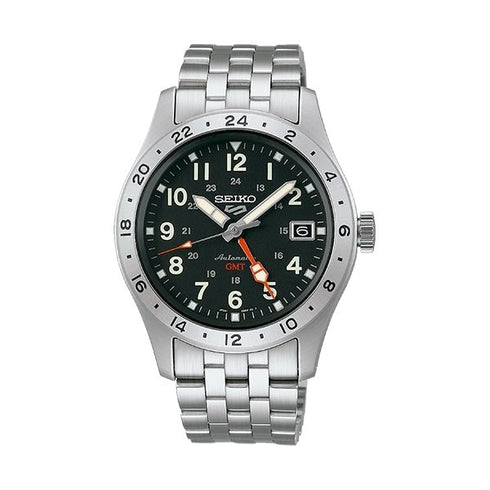 SEIKOSeiko 5 Sports SSK023K1 Men's Automatic GMT Watch, Black Dial, Stainless Steel BraceletWATCHESEcecile