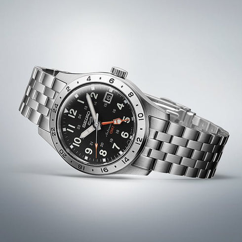 SEIKOSeiko 5 Sports SSK023K1 Men's Automatic GMT Watch, Black Dial, Stainless Steel BraceletWATCHESEcecile