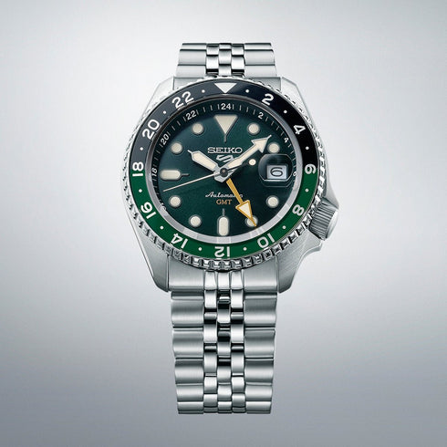 SEIKOSeiko 5 Sports SSK035K1 Automatic GMT Men's Watch - Green Dial, Steel BraceletWATCHESEcecile