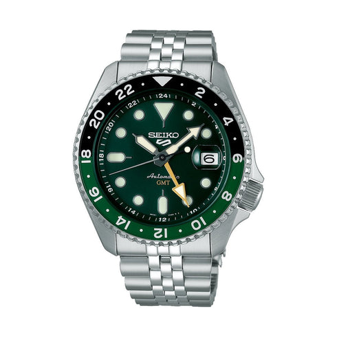 SEIKOSeiko 5 Sports SSK035K1 Automatic GMT Men's Watch - Green Dial, Steel BraceletWATCHESEcecile