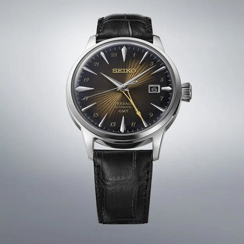 SEIKOSeiko Presage SSK039J1 'Rusty Nail' Cocktail Time GMT Men's Watch - Brown Gradient Dial, Black Leather StrapWATCHESEcecile