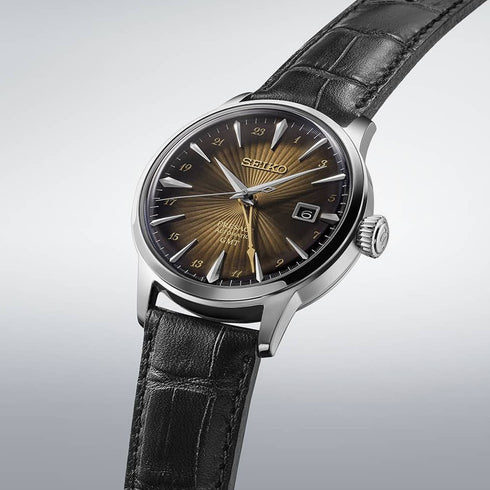 SEIKOSeiko Presage SSK039J1 'Rusty Nail' Cocktail Time GMT Men's Watch - Brown Gradient Dial, Black Leather StrapWATCHESEcecile