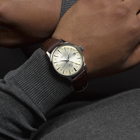 SEIKOSeiko Presage SSK041J1 'Acacia' Cocktail Time GMT Men's Watch - Champagne Dial, Brown Leather StrapWATCHESEcecile