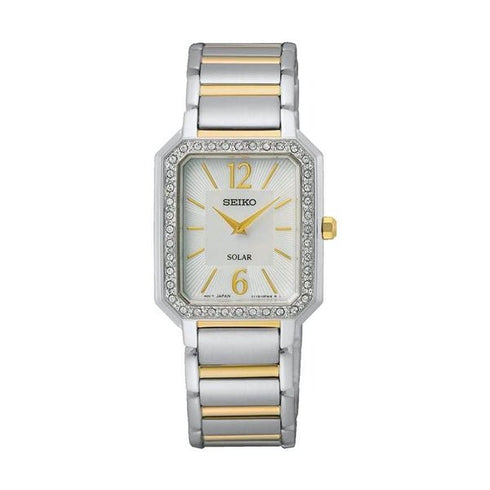 SEIKOSeiko SUP466P1 Women's Solar Watch, Mother of Pearl Dial, Two - Tone Stainless Steel BraceletWATCHESEcecile