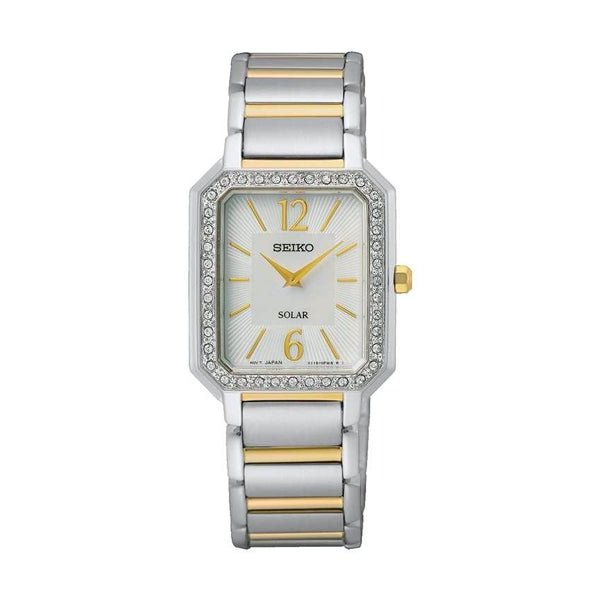 SEIKOSeiko SUP466P1 Women's Solar Watch, Mother of Pearl Dial, Two - Tone Stainless Steel BraceletWATCHESEcecile