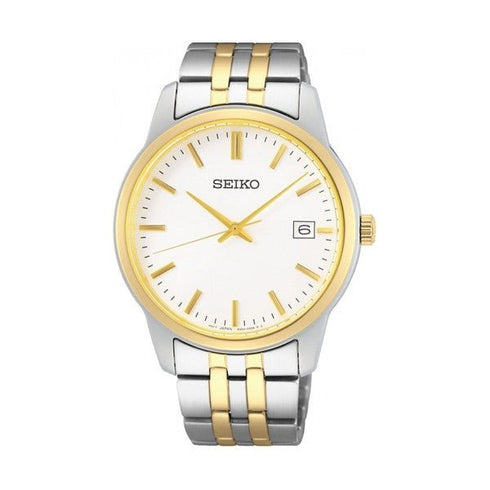 SEIKOSeiko SUR402P1 Men's Quartz Watch - White Dial, Two - Tone Stainless Steel BraceletWATCHESEcecile