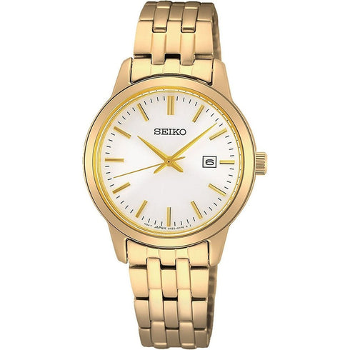 SEIKOSeiko SUR412P1 Women's Quartz Watch - White Dial, Gold - Tone Stainless Steel BraceletWATCHESEcecile