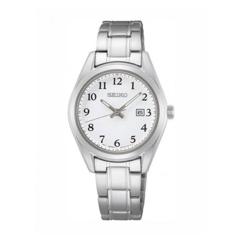 SEIKOSeiko SUR465P1 Women's Quartz Watch, White Dial, Stainless Steel BraceletWATCHESEcecile