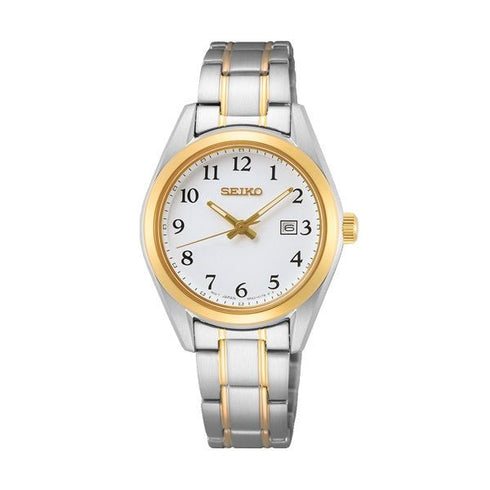 SEIKOSeiko SUR466P1 Women's Quartz Watch, White Dial, Two - Tone Stainless Steel BraceletWATCHESEcecile