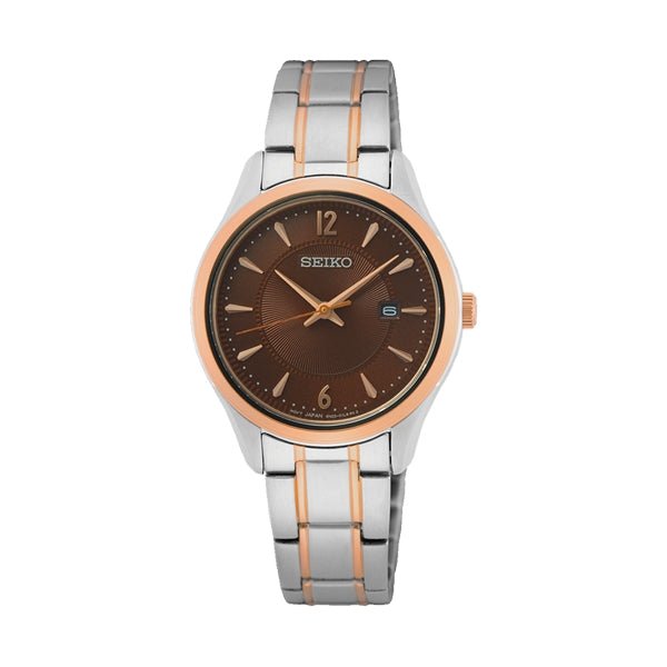 SEIKOSeiko SUR476P1 Women's Watch – Brown Dial, Two - Tone Stainless Steel, 30mmWATCHESEcecile