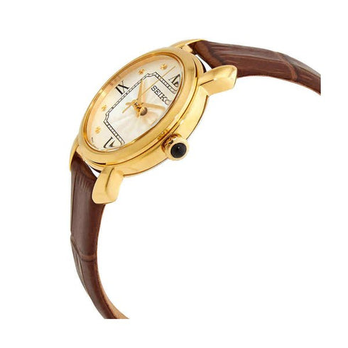 SEIKOSeiko SUR500P1 Women's Quartz Watch, White Dial, Brown Leather StrapWATCHESEcecile