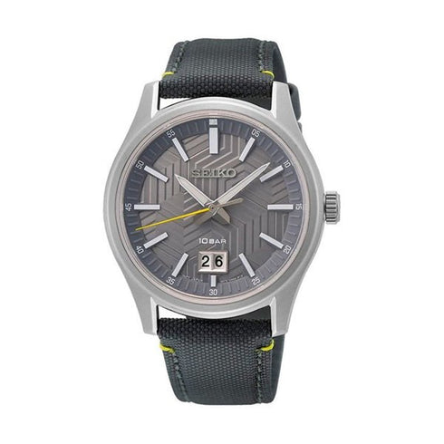 SEIKOSeiko SUR543P1 Men's Quartz Watch - Gray Dial, Date Display, Nylon StrapWATCHESEcecile
