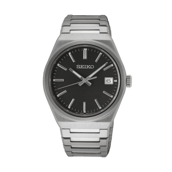 SEIKOSeiko Classic SUR557P1 Quartz Men's Watch - Black Dial, Stainless Steel BraceleWATCHESEcecile