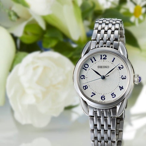 SEIKOSeiko SUR561P1 Women's Quartz Watch, White Dial, Stainless Steel BraceletWATCHESEcecile