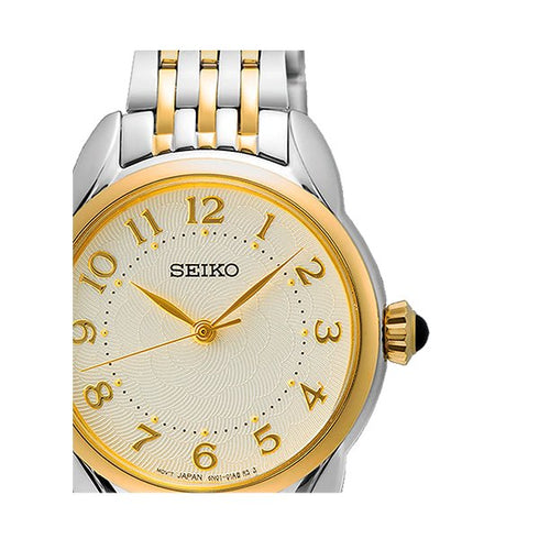SEIKOSeiko SUR562P1 Women's Quartz Watch, Gold Dial, Two - Tone Stainless Steel BraceletWATCHESEcecile