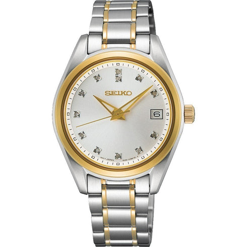 SEIKOSeiko Women's Quartz Watch SUR582P1 - 32mm Two - Tone Stainless Steel Case, Diamond Accents, Sapphire CrystalWATCHESEcecile