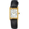SEIKOSeiko SWR054P1 Women's Rectangular Gold - Tone Watch with Black Leather StrapWATCHESEcecile