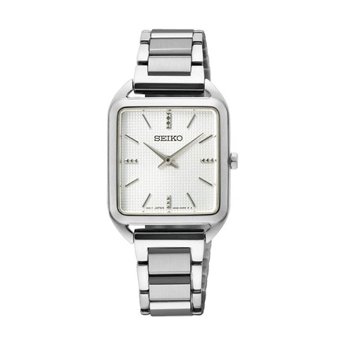 SEIKOSeiko SWR073P1 Women's Quartz Watch, White Dial, Stainless Steel BraceletWATCHESEcecile