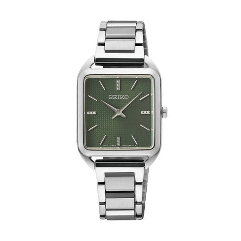 SEIKOSeiko SWR075P1 Women's Quartz Watch, Green Dial, Stainless Steel BraceletWATCHESEcecile