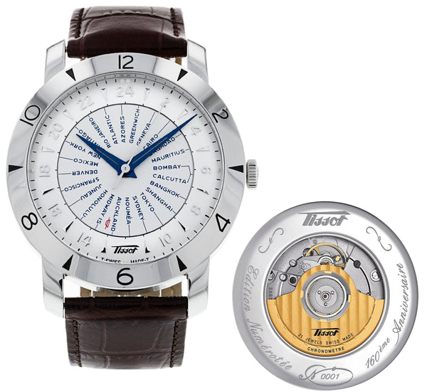 TISSOTTissot Heritage Navigator 160th Anniversary Watch T0786411603700 - Silver Dial, Brown Leather StrapWATCHESEcecile