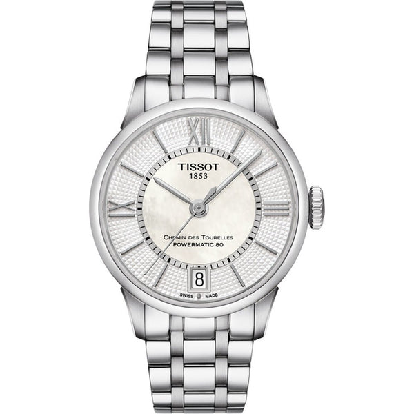 TISSOTTissot Chemin des Tourelles Powermatic 80 Lady Watch - Mother - of - Pearl Dial, Stainless Steel BraceletWATCHESEcecile