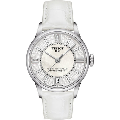 TISSOTTissot Chemin des Tourelles Powermatic 80 Lady Watch - Mother - of - Pearl Dial, Stainless Steel BraceletWATCHESEcecile