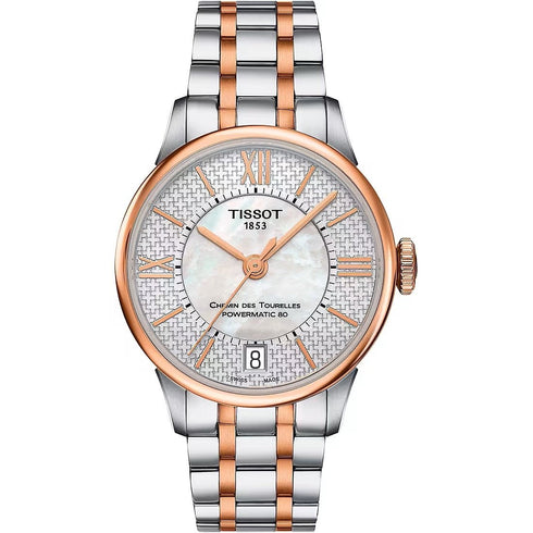 TISSOTTissot Chemin des Tourelles Powermatic 80 Helvetic Pride Lady Watch - Mother - of - Pearl Dial, Two - Tone Stainless Steel BraceletWATCHESEcecile