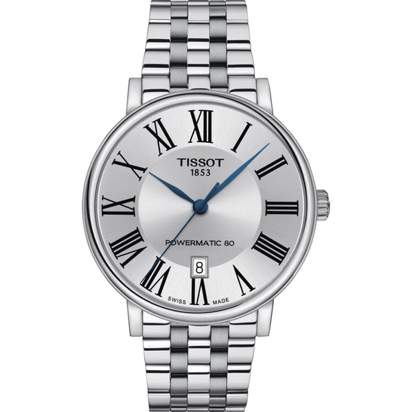 TISSOT: Tissot Carson Premium Powermatic 80 Men's Watch - Silver Dial, Stainless Steel BraceletWATCHESEcecile