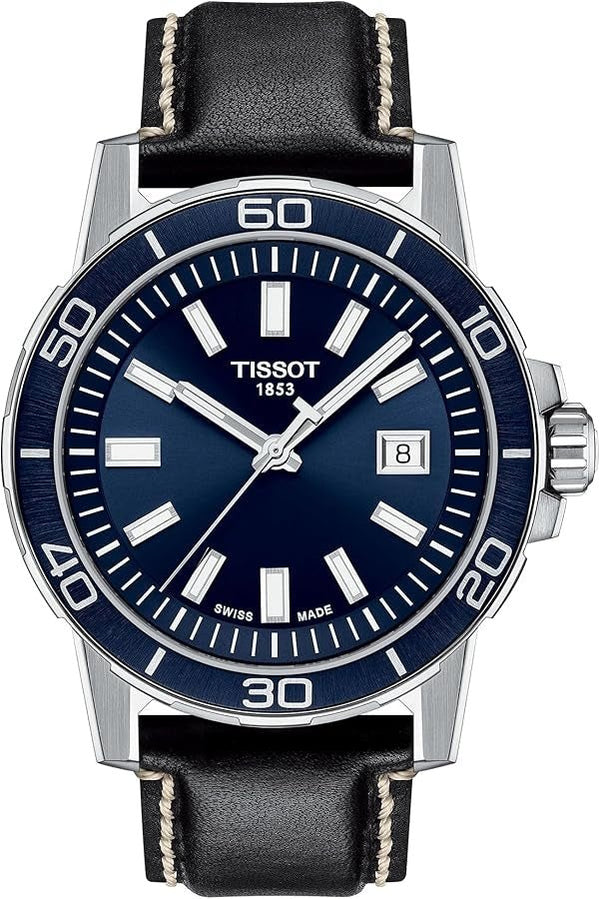 TISSOTTissot Supersport Gent Men's Watch - Blue Dial, Stainless Steel Case, Black Leather StrapWATCHESEcecile