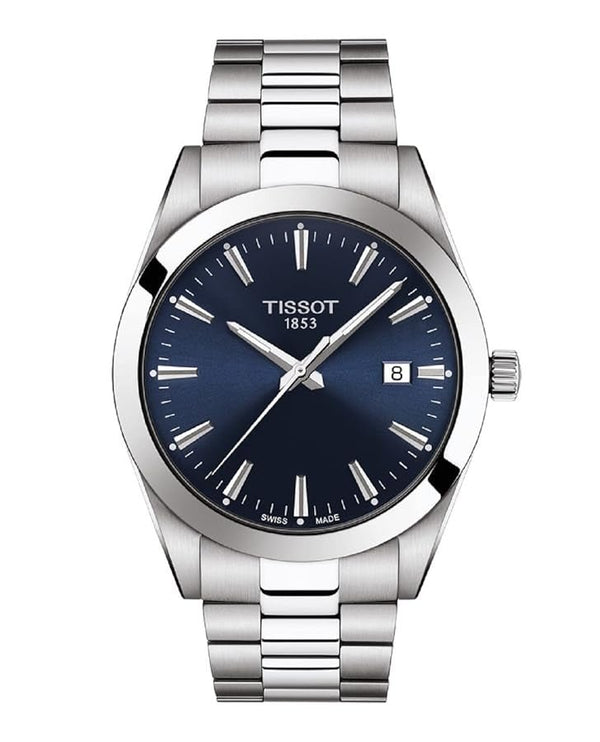 TISSOTTissot Gentleman T127.410.11.041.00 Men's 40mm Quartz Watch – Blue Dial, Stainless Steel Bracelet, Date DisplayWATCHESEcecile