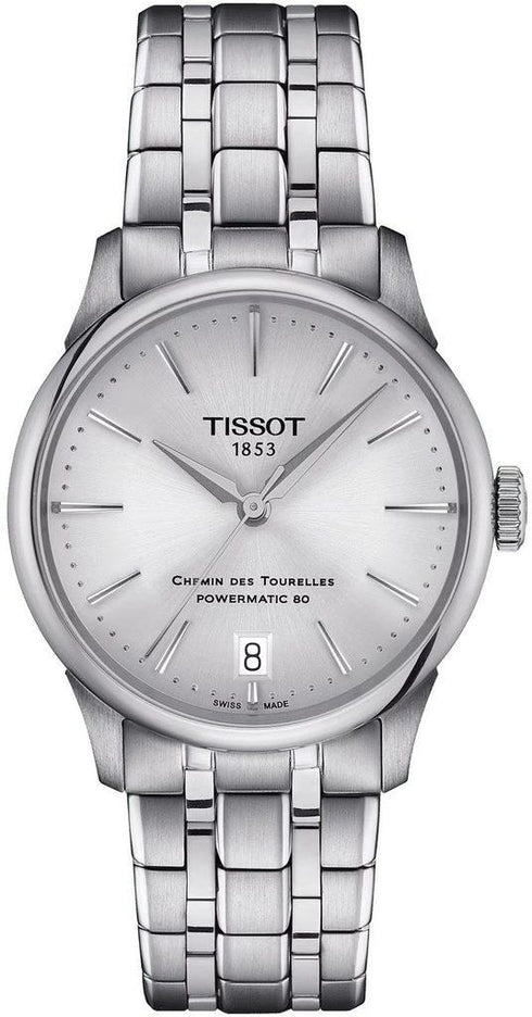 TISSOTTissot Chemin des Tourelles Powermatic 80 Women's Watch T1392071103100 - 34mm Stainless Steel, Silver DialWATCHESEcecile
