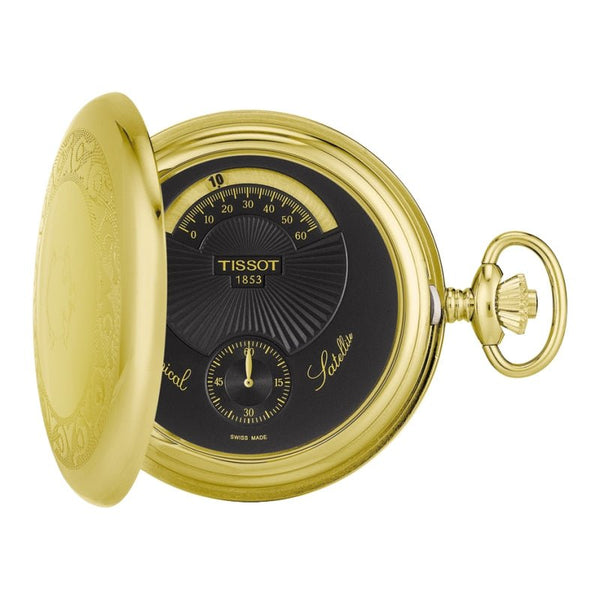 TISSOTTissot T - Pocket Satellite T851.405.99.050.01 Mechanical Pocket Watch - 52.5mm Gold Brass Case, Black DialWATCHESEcecile