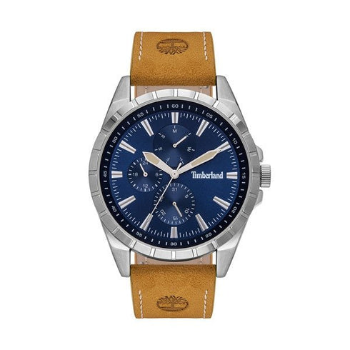 TIMBERLANDimberland Boxbourough Men's Watch TBL15909JYS03AS – Silver - Tone Case, Blue Dial, Interchangeable Brown and Beige Leather StrapsWATCHESEcecile