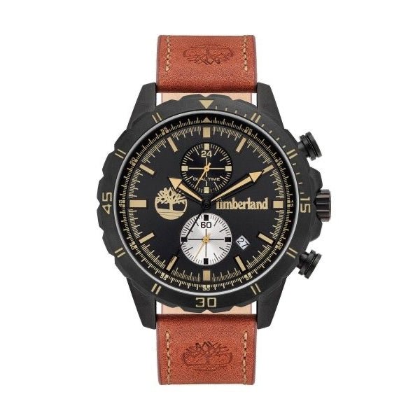 TIMBERLANDTimberland Dunford TBL16003JYB/02 Men's 46mm Black Dial Quartz Watch, Brown Leather StrapWATCHESEcecile
