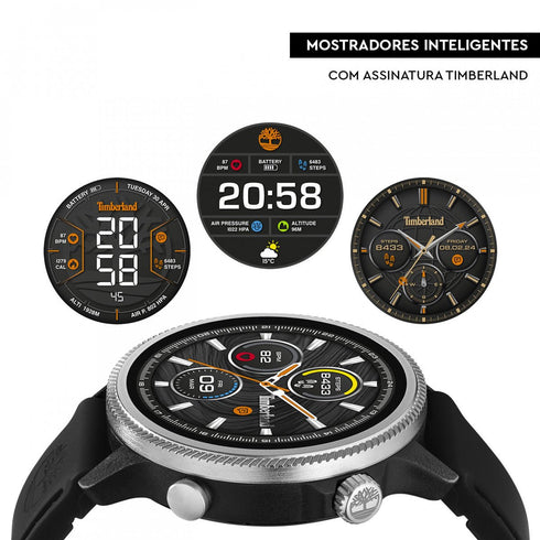 TIMBERLAND SMARTWATCHTimberland Trail Force Smartwatch Set TDIGB0064501 - SET – Black Case, Interchangeable Brown Leather and Black Silicone StrapsWATCHESEcecile